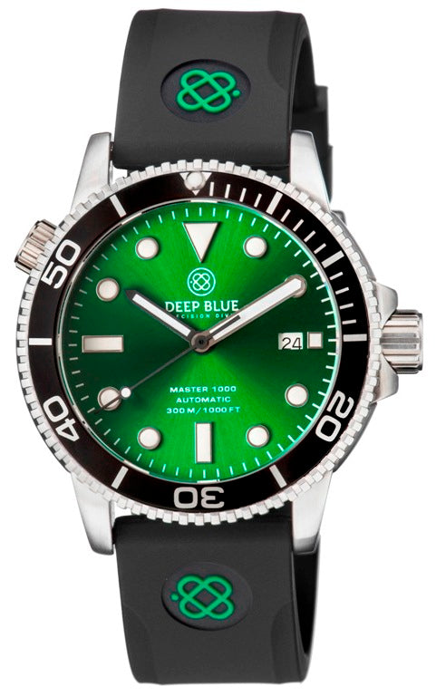 Black Straight End Silicon Strap With Logo Green