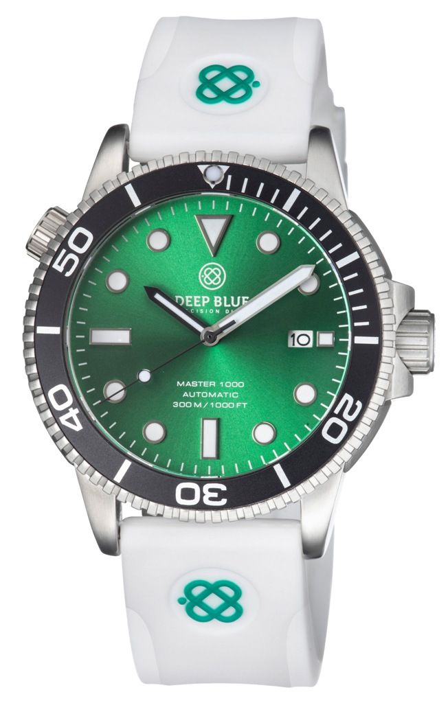 White Straight End Silicon Strap With Logo Green