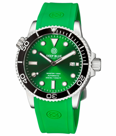 Green Custom Fit Silicon Strap With Deep Blue Logo