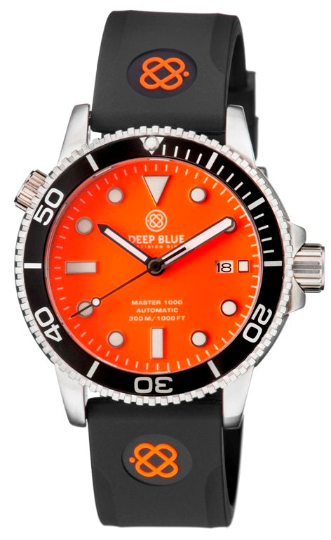 Black Straight End Silicon Strap With Logo Orange