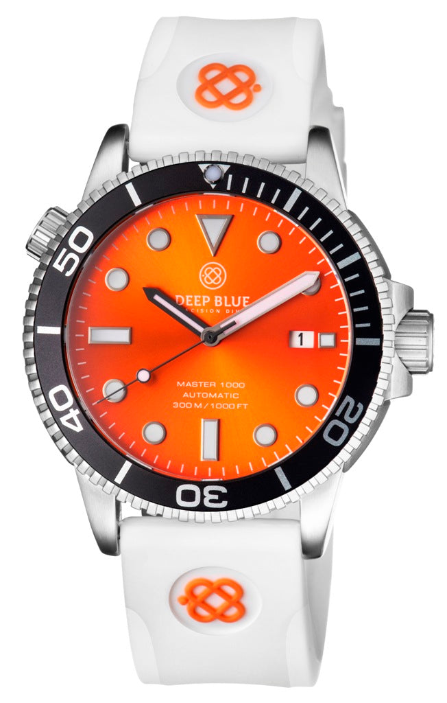 White Straight End Silicon Strap With Logo Orange