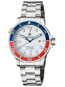 Master 1000 Automatic Diver Blue / Red Ceramic Bezel – White Glossy Dial Blue Hands Bracelet Exhibition Caseback