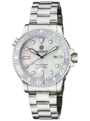 Master 1000 Automatic Diver Silver Ceramic Bezel -white Mother Of Pearl Dial Bracelet