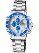 Master 1000 Chronograph Quartz Chronograph Blue Bezel - White Dial Bracelet