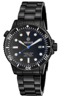 Master 1000 II 44mm Automatic Diver Black Ceramic Bezel -black Dial-pvd Black Case Blue Second Hand