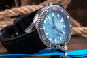 Master 1000 II 44mm Automatic Diver Black Ceramic Bezel Ocean Aqua Blue Dial Strap