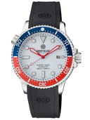 Master 1000 II 44mm Automatic Diver Blue / Red Ceramic Bezel – White Glossy Dial – Red Hands Exhibition Caseback
