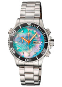 Master 1000 Quartz Chronograph Diver Black Bezel – Platinum Mother Of Pearl Dial Bracelet
