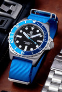 Master 1000 Retro - Blue Bezel - Black Dial - Blue Second Hand - Strap