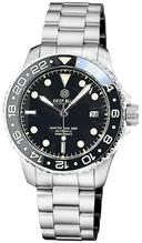 Diver 1000 GMT 40mm Automatic Diver Ceramic Black Bezel Black Dial Vintage Old Patina Lume Bracelet