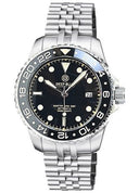 Diver 1000 GMT 40mm Automatic Diver Ceramic Black Bezel Black Dial Vintage Old Patina Lume Bracelet