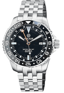 40mm Diver 1000 GMT 40mm Automatic Diver Ceramic Black Bezel Expedition Vintage Lume Old Patina Black Dial Bracelet
