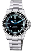 Master 2000 Day Date Swiss Auto Black Dial Inner Lume Ring Blue Hands