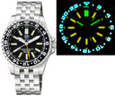 Master 2000 GMT Daynight T-100 Tritium Automatic Diver- Eta 2893-2 Swiss Made Movement Black Bezel Black Dial Yellow GMT Hand Yellow Tubes