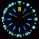Master 500 42mm Daynight T-100 Tritium GMT Automatic Diver- Eta 2893-2 Swiss Made Movement Black/blue Bezel – Blue GMT Hand