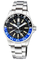 Master 500 42mm Daynight T-100 Tritium GMT Automatic Diver- Eta 2893-2 Swiss Made Movement Black/blue Bezel – White GMT Hand
