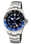 Master 500 42mm GMT Automatic Diver- Eta 2893-2 Swiss Made Movement Black/blue Bezel – White GMT Hand