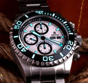 Master Chrono 7750 Automatic Diver White Dial Black Subdial Rings -white Subdial