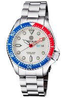 Military Diver 300 Automatic – SS Diver Red/ Blue Bezel- White Dial Braclt