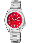 Military Diver 300 Automatic – SS Diver Silver Ceramic Embossed Bezel Red Dial Bracelet