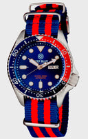Military Diver 40mm Blue/red Bezel - Blue Dial - Automatic Diver