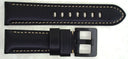 24mm Genuine Leather Padded Smooth Black 24/22