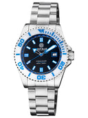 Ocean Diver Collection White/blue Ceramic Bezel - Black/blue Dial Bracelet