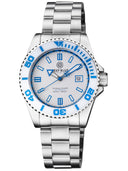 Ocean Diver Collection White/blue Ceramic Bezel - White/blue Dial Bracelet