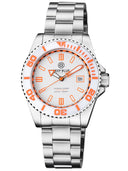 Ocean Diver Collection White/orange Ceramic Bezel - White/orange Dial Bracelet