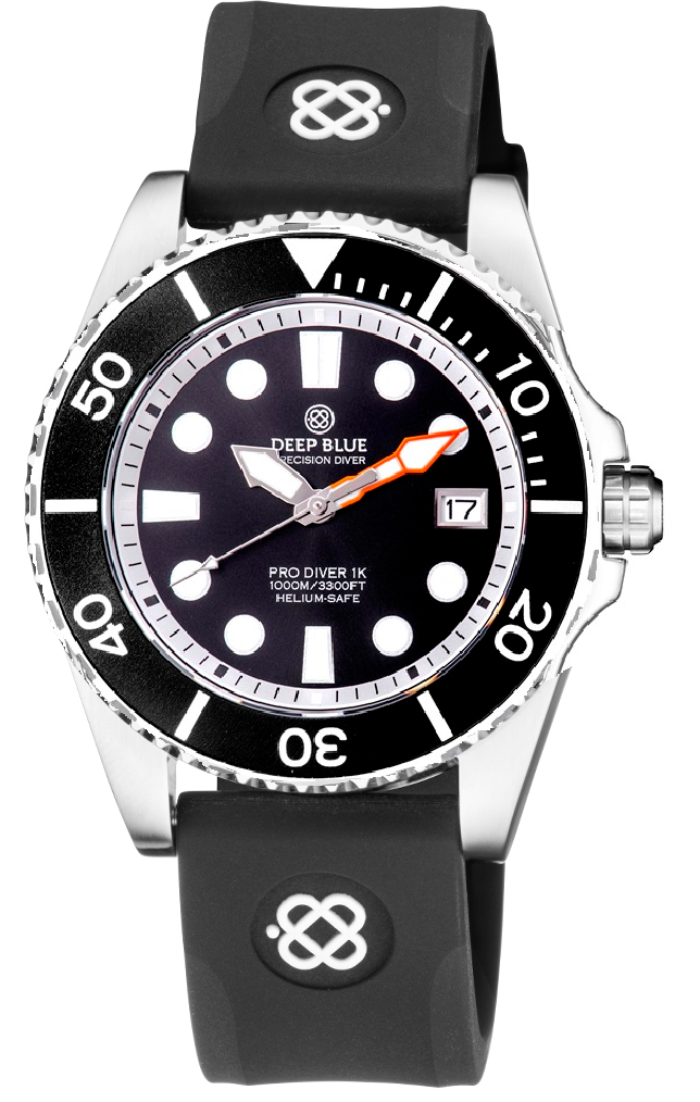 Black Straight End Silicon Strap With White Deep Blue Logo
