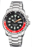 Pro Sea Diver 1000m Bracelet Black/red Bezel - Black Dial 15/30/45 Orange Minute Hand
