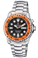 Pro Sea Diver 1000m Bracelet Orange Bezel Black Dial