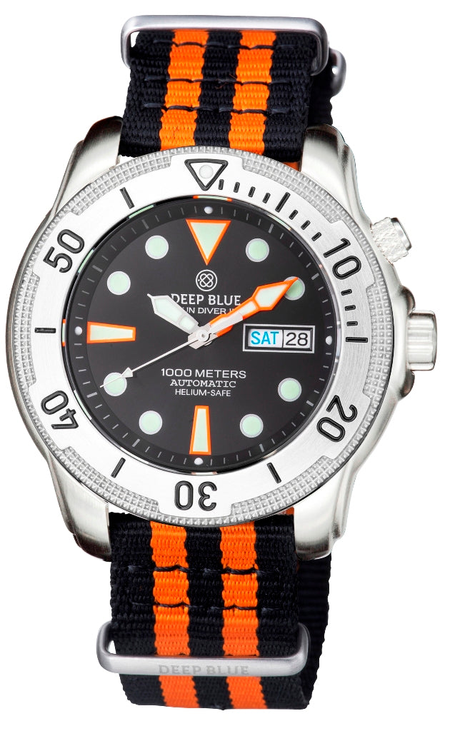 Black/Org 1Pc NATO Stripe- SS Hardware