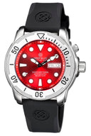 Pro Tac 1000m Automatic Diver- Silver Bezel Red Dial