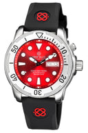 Pro Tac 1000m Automatic Diver- Silver Bezel Red Dial