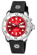 Pro Tac 1000m Automatic Diver- Silver Bezel Red Dial