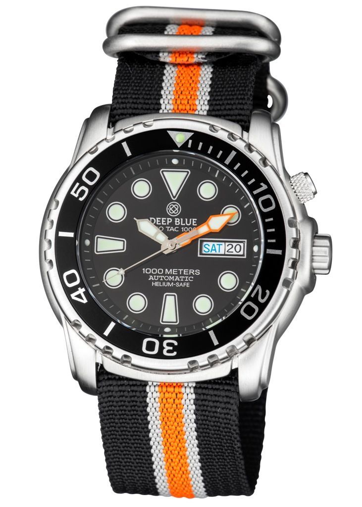 Nylon ZULU Strap Black Orange Stripe
