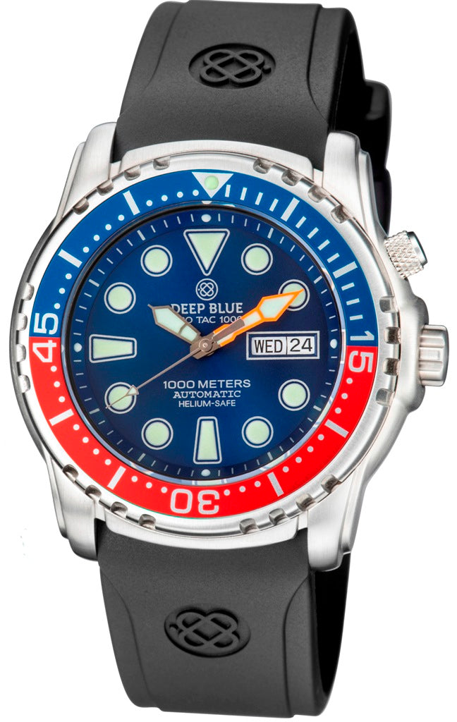 Black Custom Fit Rubber Strap With Deep Blue Logo