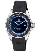 Rally Diver 1000 Collection Black Ceramic Bezel - Black/ Light Blue Checkered Dial Strap