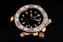 Sea Ram Quartz Rose Gold Tone White Ceramic Bezel Black Dial