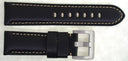 24mm Genuine Leather Padded Smooth Black 24/22