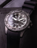 Daynight 43mm Diver Solar Powered PC Tritium Watch- Stealth Bezel - White Numbers White Hands 3 Color Tritium Tubes � St