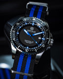 Speedograph 1000 Collection Black Ceramic Bezel - Black/blue Checkered Dial Strap