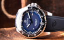 Speedograph 1000 Collection Black Ceramic Bezel - Dark Blue Checkered Dial Strap