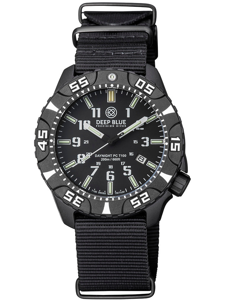 Nylon 1 Piece Zuto Strap All Black W/Deep Blue Logo