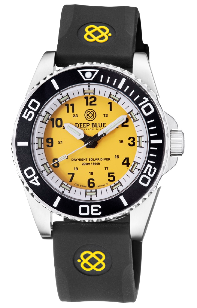 Black Straight End Silicon Strap With Yellow Deep Blue Logo