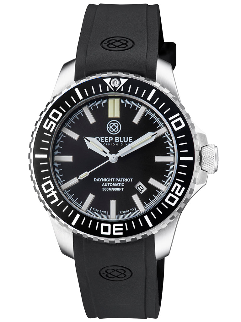 Black Custom Fit Silicon Strap With Deep Blue Logo
