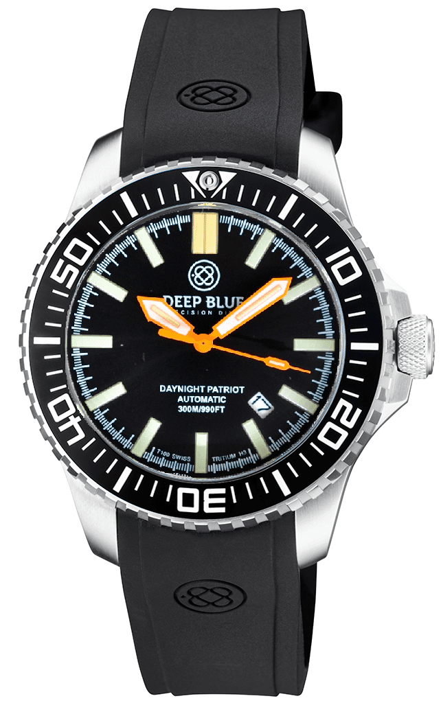 Black Custom Fit Silicon Strap With Deep Blue Logo