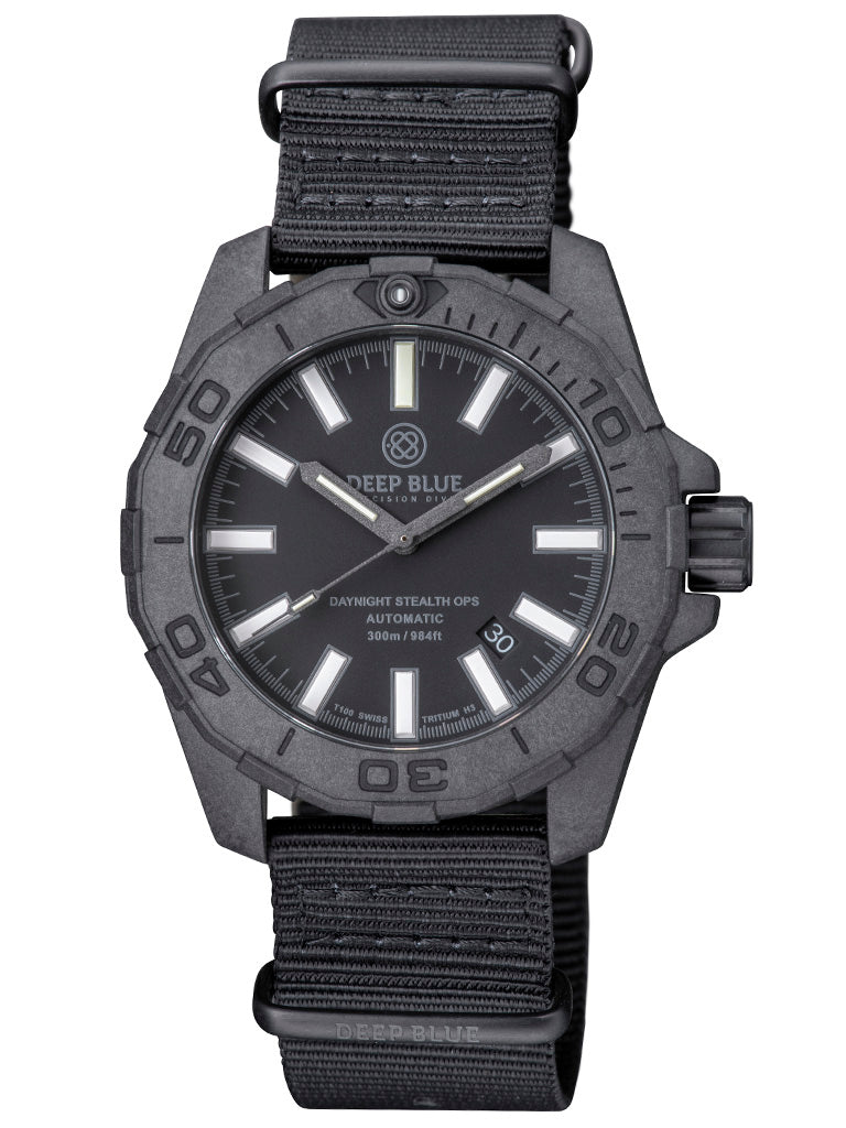 Nylon 2 Piece Zuto Strap All Black W/Deep Blue Logo